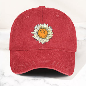 Blink-182 Denim Cap Sunflower Smiley Aesthetic Dad Hat (With Box)