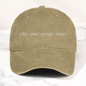 John Paul George Ringo Denim Cap Minimalist Beatles Dad Hat Gift ( With Box)