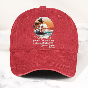 Jimmy Buffett Beach Quote Denim Dad Cap Vintage Washed Tropical Hat