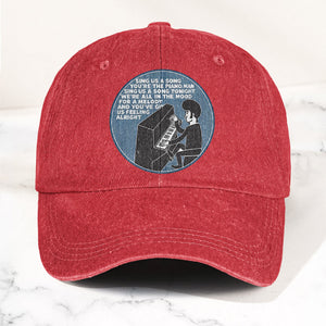 Billy Joel Piano Man Sing Us A Song Lyrics Vintage Graphic Denim Cap Retro Vintage Dad Cap Gift For Dad (With Box)