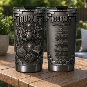 Journey Don't Stop Believin' Insulated Tumbler 3D Embossed Scarab Beetle Travel Cup