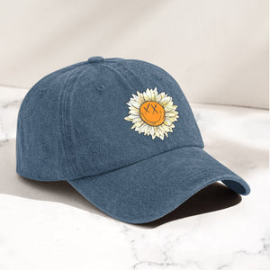 Blink-182 Denim Cap Sunflower Smiley Aesthetic Dad Hat (With Box)