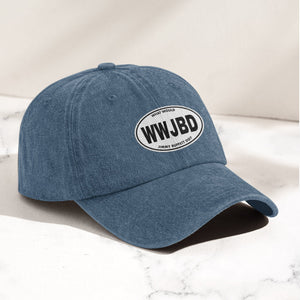 WWJBD Denim Cap Retro Jimmy Buffett Inspired Dad Hat (With Box)