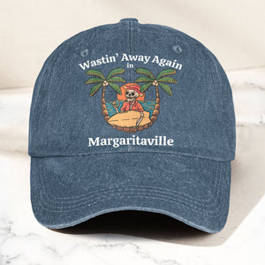 Wastin' Away Again in Margaritaville Denim Cap Retro Jimmy Buffett Inspired Dad Hat (With Box)