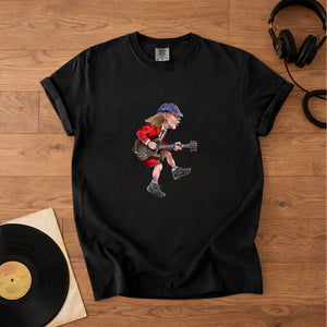 Angus Young Ripping On His Guitar Comfort Tee Classic Music Graphic Shirt