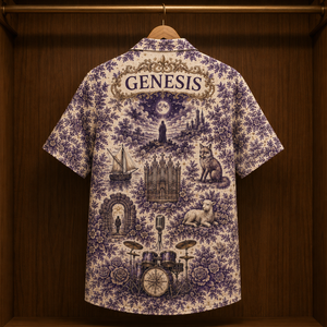 Genesis Hawaiian Shirt - Unisex Vintage Toile De Jouy Lavender Purple Button Up