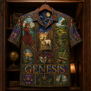 Genesis Hawaiian Shirt - Stained Glass Progressive Rock AOP Button-Up Shirt