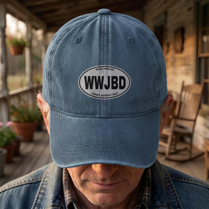 WWJBD Denim Cap Retro Jimmy Buffett Inspired Dad Hat (With Box)