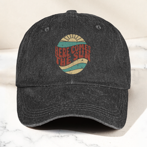 Groovy Here Comes The Sun Denim Cap Retro The Beatles Merch Gift for Dad (With Box)