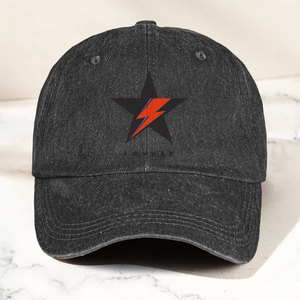 David Bowie Blackstar Ziggy Lightning Denim Cap Retro Music Cap Gift For Dad (With Box)