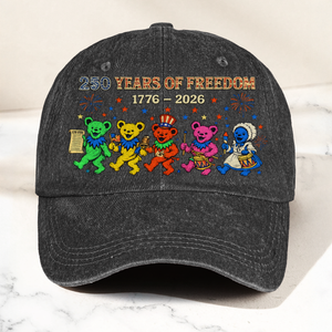 Grateful Dead 250 Years Of Freedom 1776 2026 4th of July Dancing Bears Denim Cap Retro Vintage Dad Cap Gift For Dad (With Box)