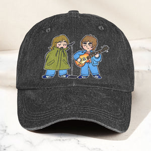 Noel & Liam Gallagher Oasis Denim Cap Vintage Oasis Merch Gift for Dad (With Box)