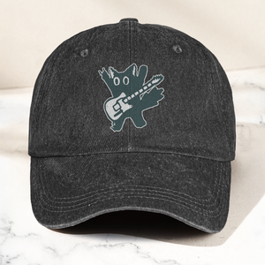 Rockstar Cat Artwork Vintage Denim Cap Retro The Cure Band Merch Gift for Dad (With Box)