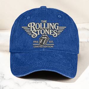 The Rolling Stones Tongue Logo Est 1962 Denim Cap Retro Vintage Dad Cap Gift For Dad (With Box)