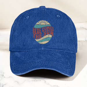 Groovy Here Comes The Sun Denim Cap Retro The Beatles Merch Gift for Dad (With Box)
