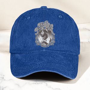 Willie Nelson Portrait Denim Cap Retro Music Willie Nelson Cap Gift For Dad (With Box)