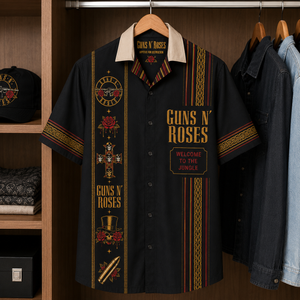 Gun N Rose Luxury Design Hawaiian Shirt - Mexican Inpsired Hawaiian Shirt Black Version