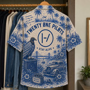 Twenty One Pilots Tropical Hawaiian Shirt - Tropical Blue Inpsired Hawaiian Shirt Classic