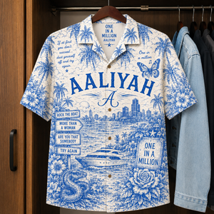 Aaliyah Tropical Hawaiian Shirt - Tropical Blue Inpsired Hawaiian Shirt
