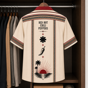 Red Hot Chilli Peppers Band Luxury Design Hawaiian Shirt - Mexican Inpsired Hawaiian Shirt White Version