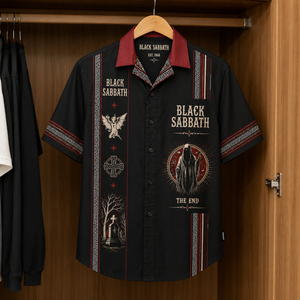 Black Sabbath Luxury Design Hawaiian Shirt - Mexican Inpsired Hawaiian Black Version