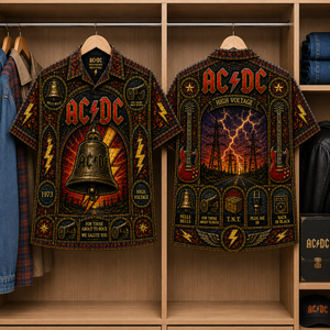 ACDC Stained Glass Hawaiian Shirt - Unisex Button Up