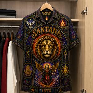 Santana Inspired Stained Glass Hawaiian Shirt - Unisex Button Up