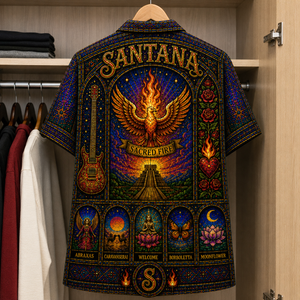 Santana Inspired Stained Glass Hawaiian Shirt - Unisex Button Up