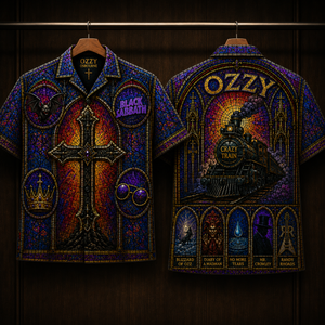 Ozzy Osbourne Stainded Glass Hawaiian Shirt - Unisex Cathedral Window