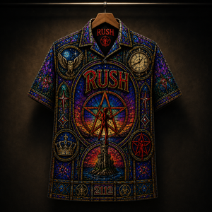 RUSH Stainded Glass Hawaiian Shirt - Unisex Cathedral Window