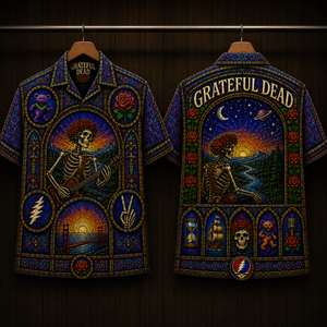 Grateful Dead Stainded Glass Hawaiian Shirt - Unisex Cathedral Window