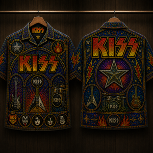 KISS Stainded Glass Hawaiian Shirt - Unisex Cathedral Window