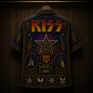 KISS Stainded Glass Hawaiian Shirt - Unisex Cathedral Window