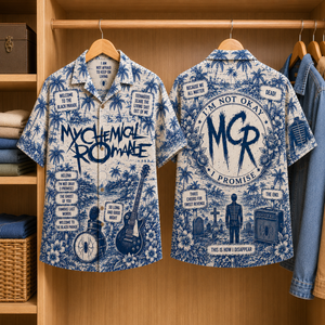 My Chemical Romance Tropical Blue Hawaiian Shirt - Unisex Music Collage Button Up