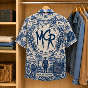 My Chemical Romance Tropical Blue Hawaiian Shirt - Unisex Music Collage Button Up