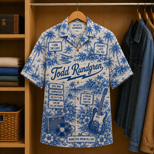 Todd Rundgren Tropical Blue Hawaiian Shirt - Unisex Music Collage Button Up