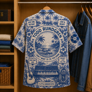 Todd Rundgren Tropical Blue Hawaiian Shirt - Unisex Music Collage Button Up