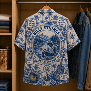 Billy Strings Tropical Blue Hawaiian Shirt - Unisex Music Collage Button Up