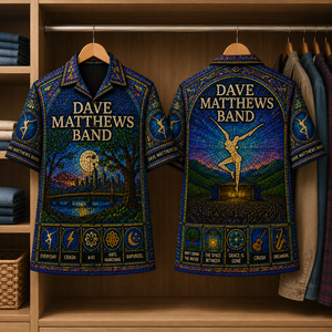Dave Matthew Stained Glass Hawaiian Shirt - Unisex Music Collage Button Up