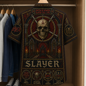 Slayer Stained Glass Hawaiian Shirt - Unisex Button Up