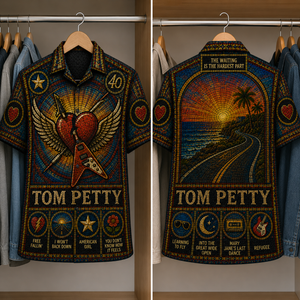 Tom Petty Stained Glass Hawaiian Shirt - Unisex Button Up