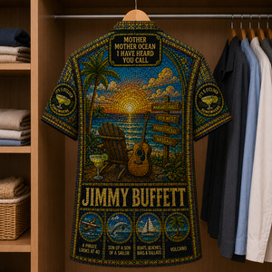 Jimmy Buffet Stained Glass Hawaiian Shirt - Unisex Button Up