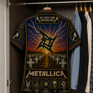 Metallica Stained Glass Hawaiian Shirt - Unisex Button Up