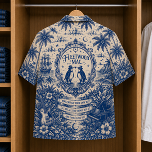 FleetWood Mac Special Edition Tropical Blue Hawaiian Shirt - Unisex Music Collage Button Up