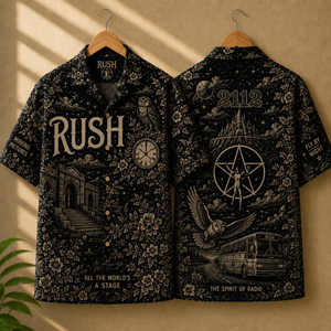 Rush Band Hawaiian Shirt - Classic Rock Vintage All-Over Print Button-Up Shirt