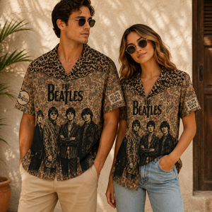 The Beatles Vintage Paisley Hawaiian Shirt - Retro Classic Rock Button-Up for Music Fans
