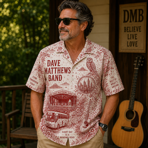 Dave Matthews Band Every Day Is a Winding Road Red Toile Hawaiian Shirt – DMB Fan Tropical Button-Up Gift