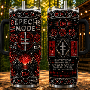 Depeche Mode 40oz Rhinestone Insulated Tumbler with Handle Rock Band Stainless Steel Travel Mug with Straw and Lid