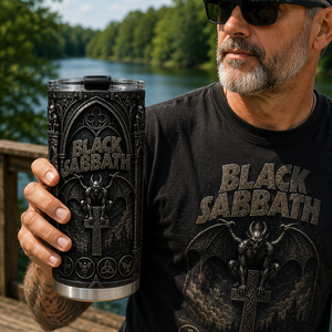 Black Sabbath 3D Printed Stainless Steel Tumbler, Gothic Demon Rock Travel Cup, Heavy Metal Fan Gift