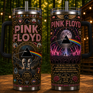 Pink Floyd 40oz Rhinestone Insulated Tumbler with Handle Stainless Steel Travel Mug with Straw and Lid